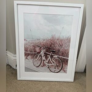 Threshold White Framed Coastal Bicycle Art